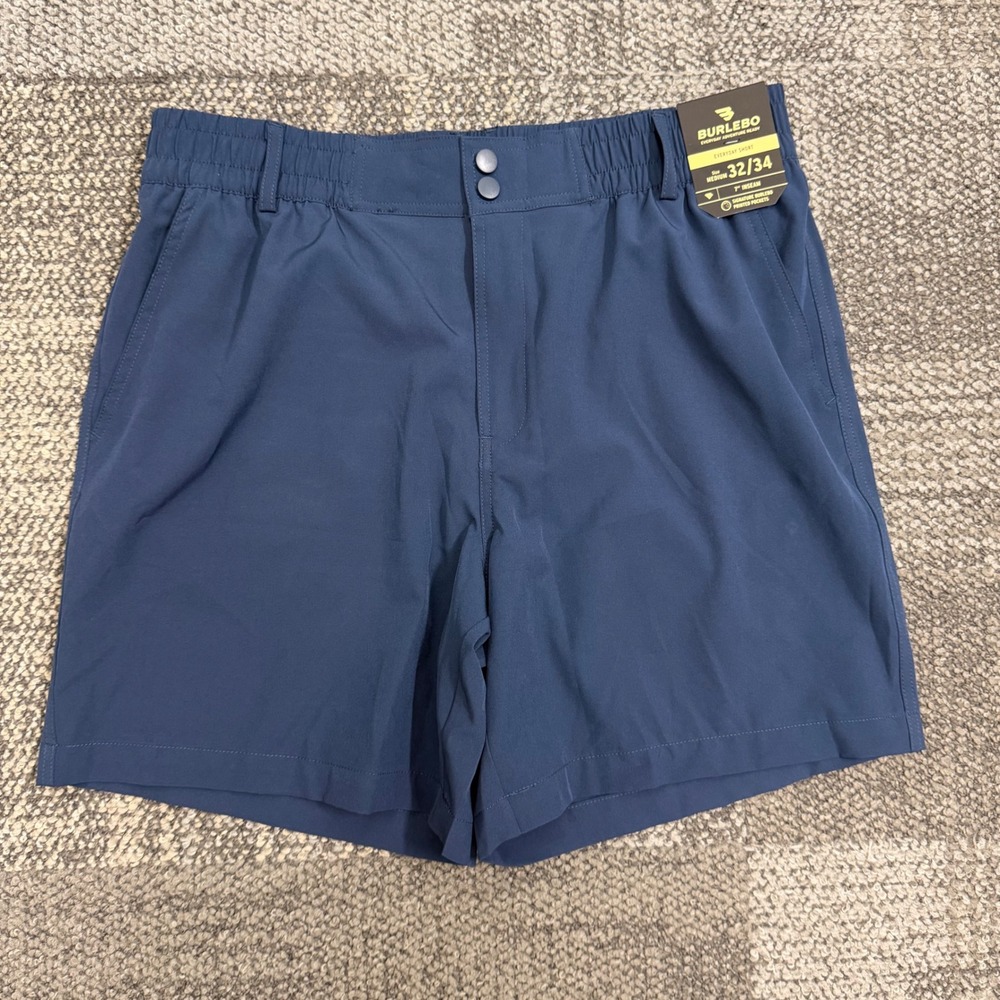Burlebo Everyday Short Mens Medium 32/34 Blue Solid 7 Inch Inseam